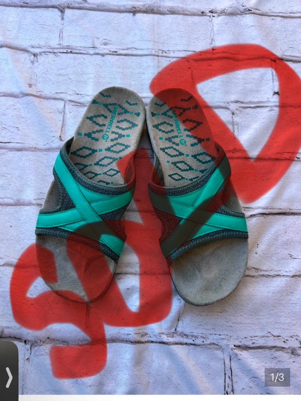 Merrell Teal Crisscross Slide Sandals